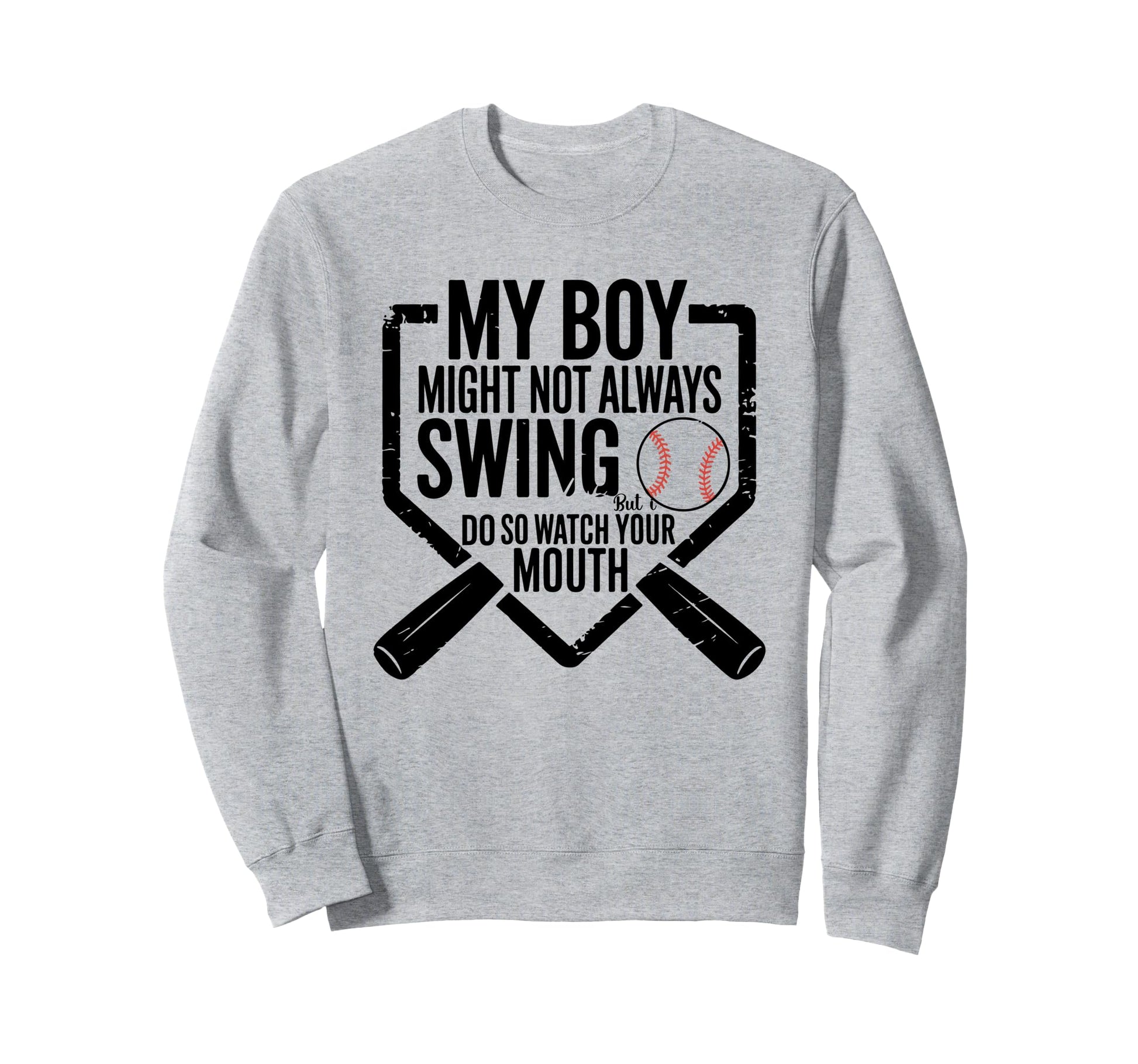 Funny Baseball Parent Swing Joke Sweatshirt - Fun Novelty Design for Adults - T-Shirt, Sweatshirt, Hoodie