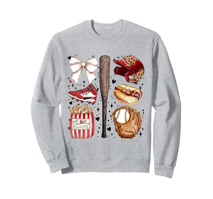 Coquette Baseball Game Day Hey Sweatshirt - Trendy Graphic Men Women - T-Shirt, Sweatshirt, Hoodie