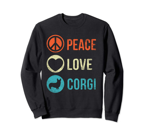 Peace Love Corgi Dog Lover Pet Owner Sweatshirt - Unique Graphic Unisex - T-Shirt, Sweatshirt, Hoodie