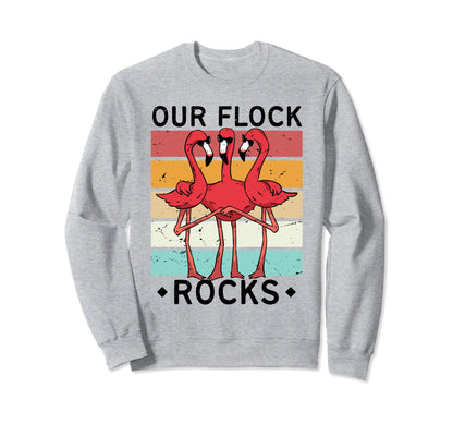 Our Flock Rocks Flamingo Sweatshirt - Graphic Print for Adults - T-Shirt, Sweatshirt, Hoodie