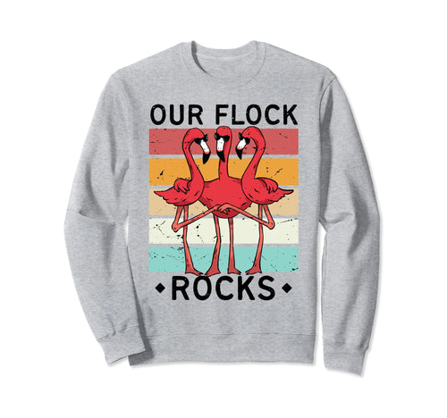 Our Flock Rocks Flamingo Sweatshirt - Graphic Print for Adults - T-Shirt, Sweatshirt, Hoodie