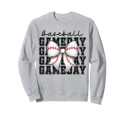 Baseball Game Day Mom Coquette Bow Sweatshirt - Trendy Graphic for Adults - T-Shirt, Sweatshirt, Hoodie