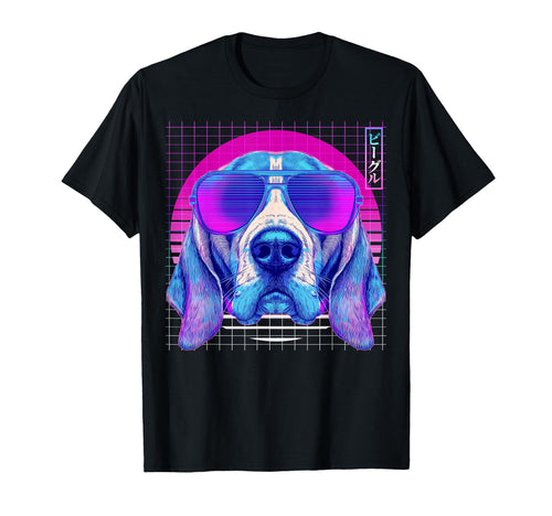 Beagle Sunglasses Dog Vaporwave T-Shirt - Casual Everyday Wear for Adults - T-Shirt, Sweatshirt, Hoodie