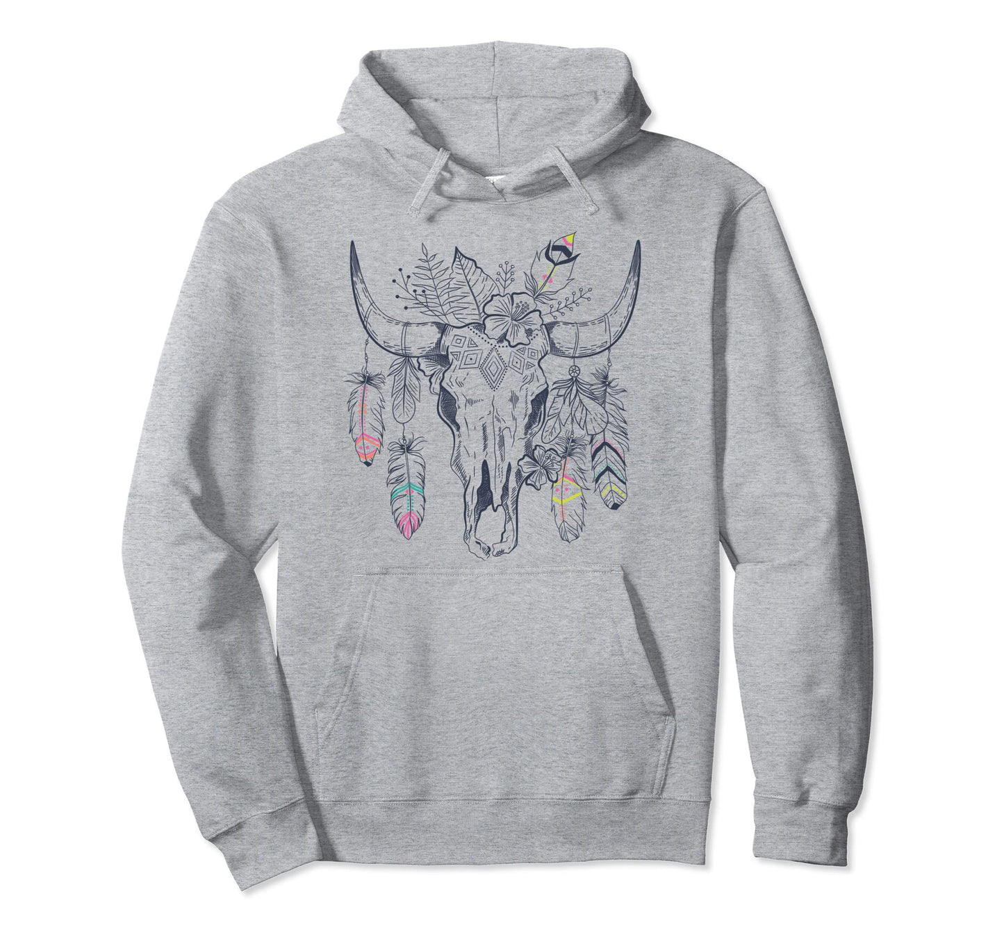Bull Boho Western Rodeo Statement Hoodie - Novelty Apparel for Adults - T-Shirt, Sweatshirt, Hoodie