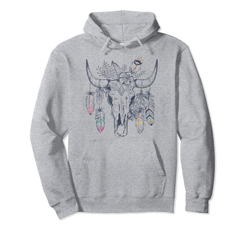 Bull Boho Western Rodeo Statement Hoodie - Novelty Apparel for Adults - T-Shirt, Sweatshirt, Hoodie