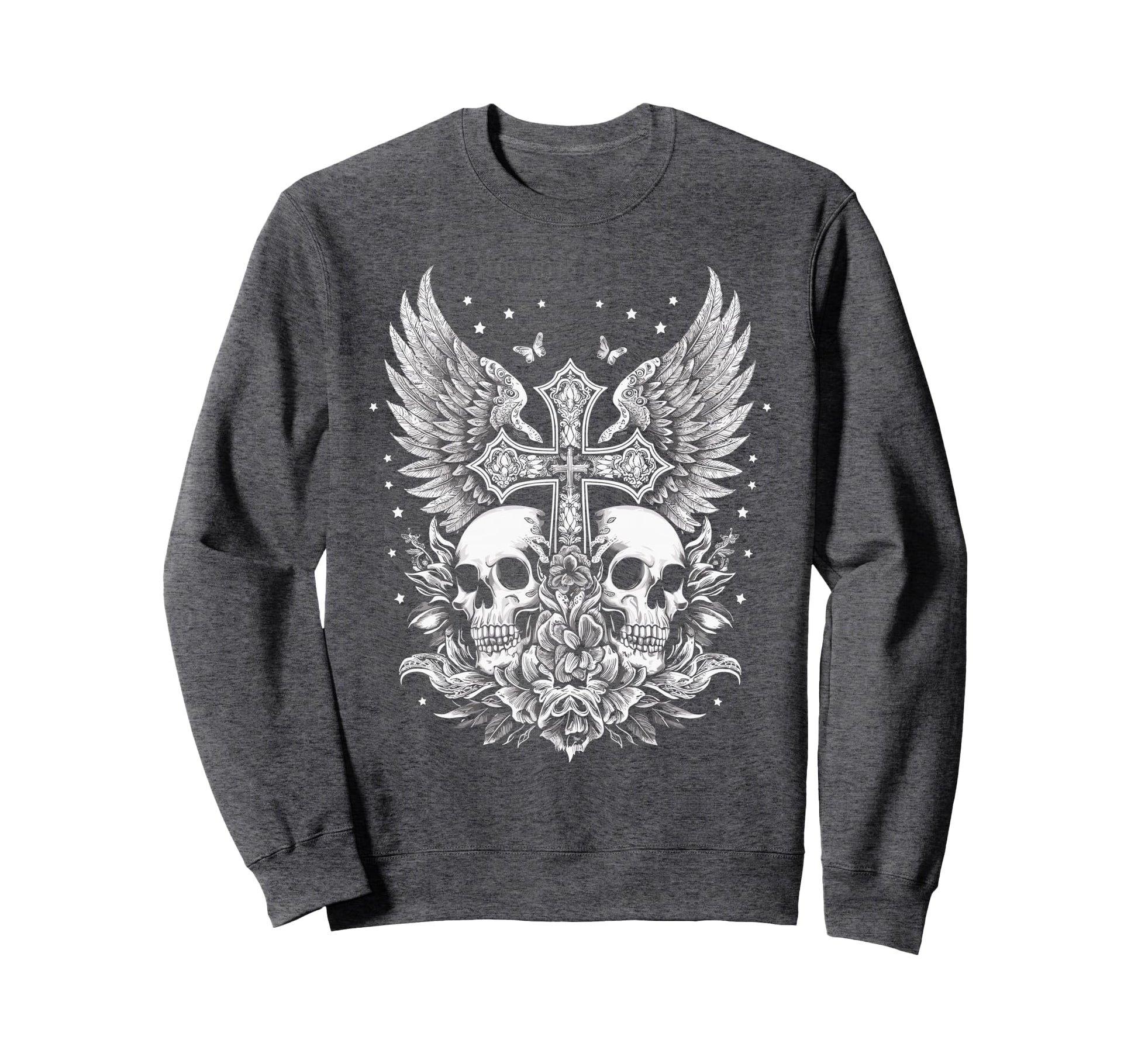 Emo Y2K Grunge Aesthetic Goth Skull Sweatshirt - Trendy Graphic Unisex - T-Shirt, Sweatshirt, Hoodie