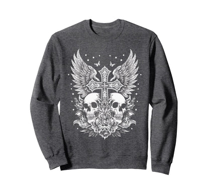 Emo Y2K Grunge Aesthetic Goth Skull Sweatshirt - Trendy Graphic Unisex - T-Shirt, Sweatshirt, Hoodie