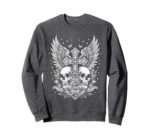 Emo Y2K Grunge Aesthetic Goth Skull Sweatshirt - Trendy Graphic Unisex - T-Shirt, Sweatshirt, Hoodie