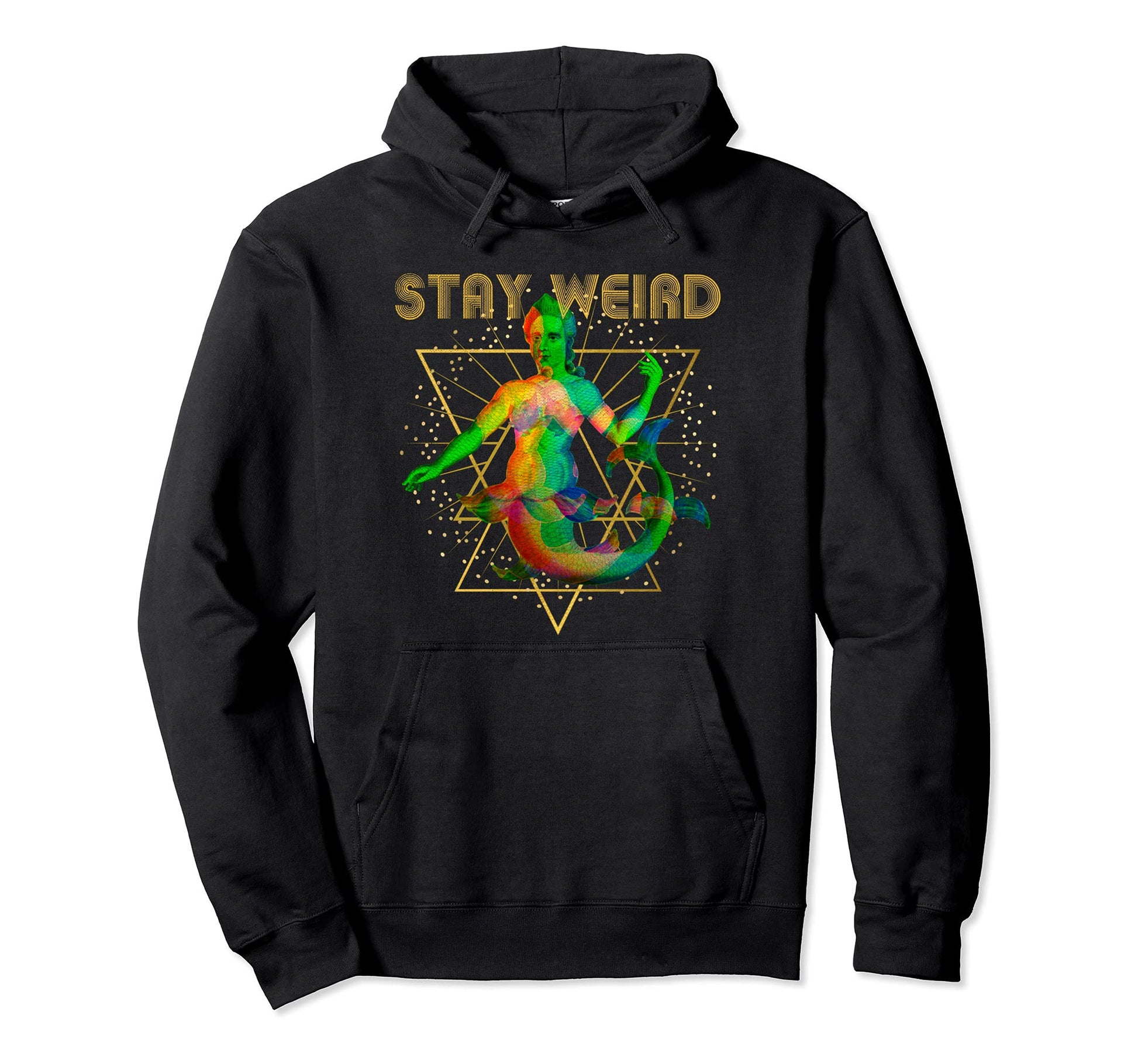 Glitchy Vaporwave Stay Weird Mermaid Hoodie - Trendy Graphic for Adults - T-Shirt, Sweatshirt, Hoodie