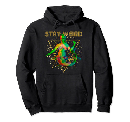 Glitchy Vaporwave Stay Weird Mermaid Hoodie - Trendy Graphic for Adults - T-Shirt, Sweatshirt, Hoodie