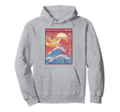 Great Art Wave Vaporwave Aesthetic Hoodie - Trendy Graphic for Adults - T-Shirt, Sweatshirt, Hoodie