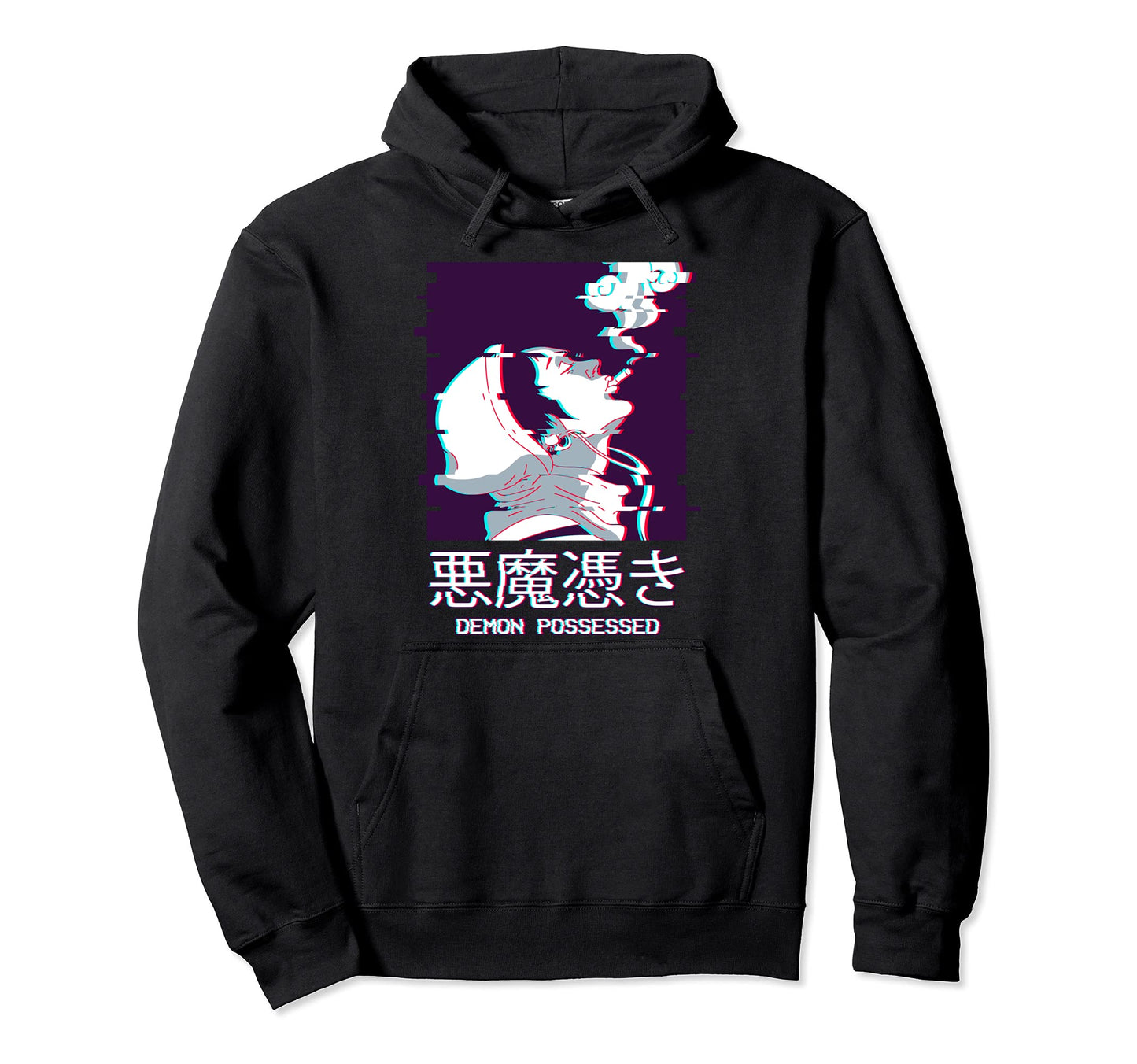 Edgy Anime Vaporwave Aesthetic Demon Hoodie - Graphic Print Men Women - T-Shirt, Sweatshirt, Hoodie