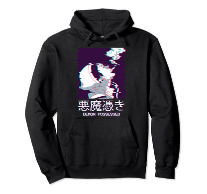 Edgy Anime Vaporwave Aesthetic Demon Hoodie - Graphic Print Men Women - T-Shirt, Sweatshirt, Hoodie