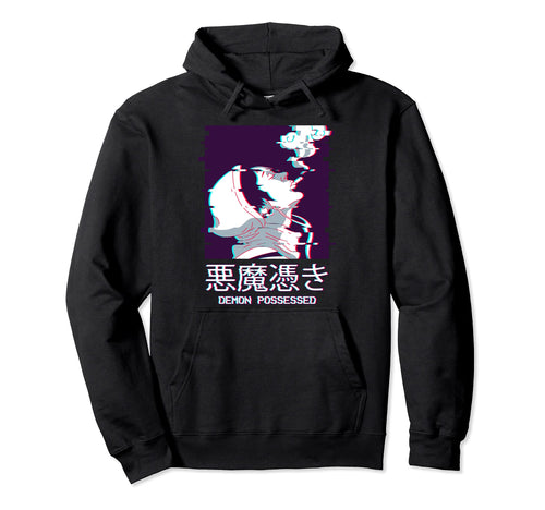 Edgy Anime Vaporwave Aesthetic Demon Hoodie - Graphic Print Men Women - T-Shirt, Sweatshirt, Hoodie