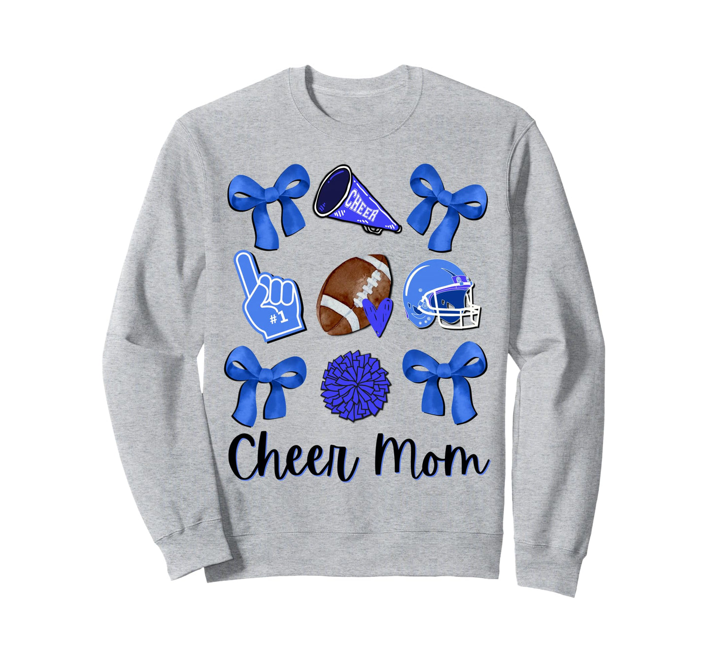 Football Coquette Bow Cheer Mom Blue Sweatshirt - Trendy Graphic Unisex - T-Shirt, Sweatshirt, Hoodie