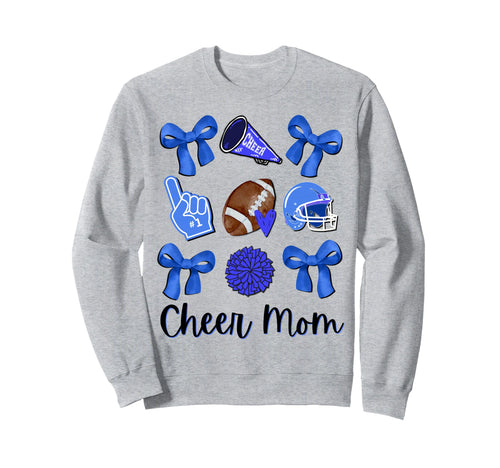 Football Coquette Bow Cheer Mom Blue Sweatshirt - Trendy Graphic Unisex - T-Shirt, Sweatshirt, Hoodie