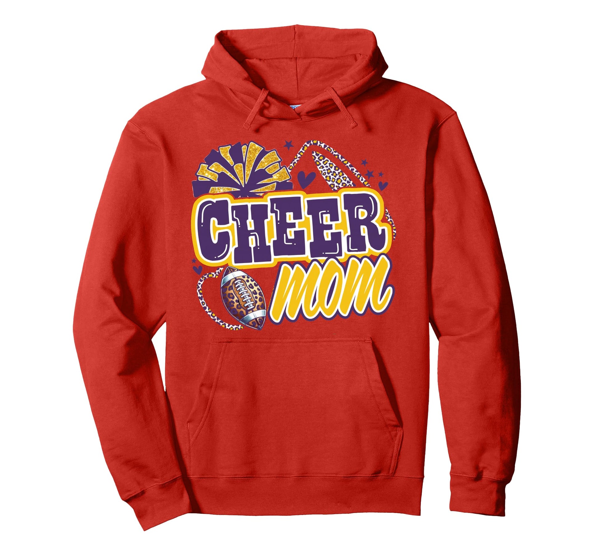 Purple And Gold Cheer Mom Team Game Hoodie - Custom Art Print for Adults - T-Shirt, Sweatshirt, Hoodie