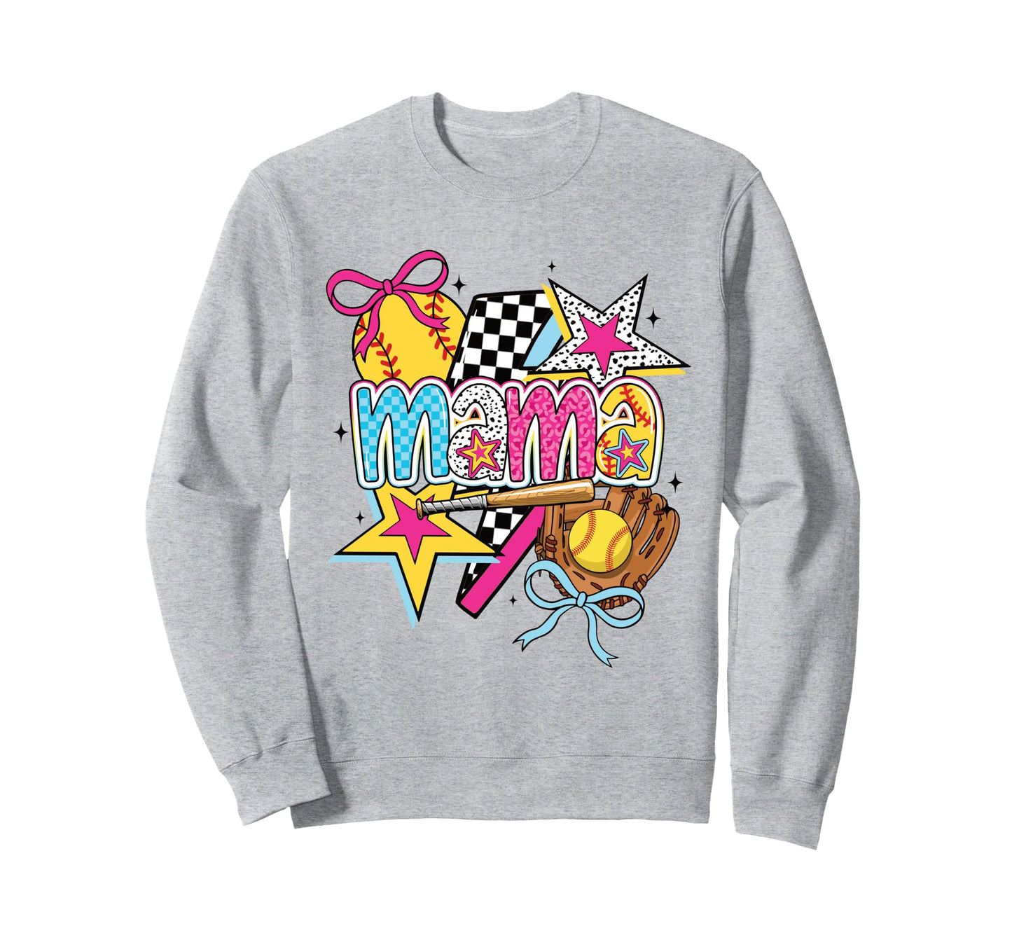 Colorful Softball Mama Star Sweatshirt - Fun Novelty Design Men Women - T-Shirt, Sweatshirt, Hoodie
