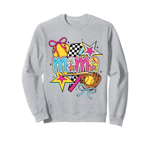 Colorful Softball Mama Star Sweatshirt - Fun Novelty Design Men Women - T-Shirt, Sweatshirt, Hoodie