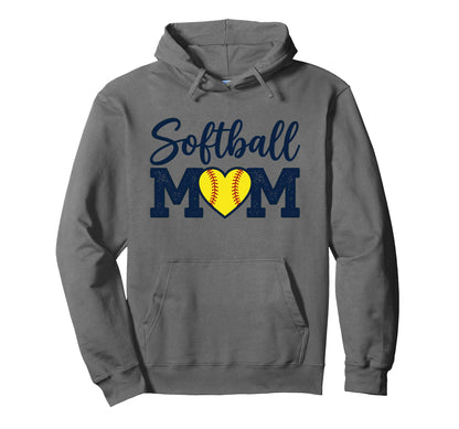 Softball Mom Heart Fastpitch Mama Game Hoodie - Minimalist Print Unisex - T-Shirt, Sweatshirt, Hoodie