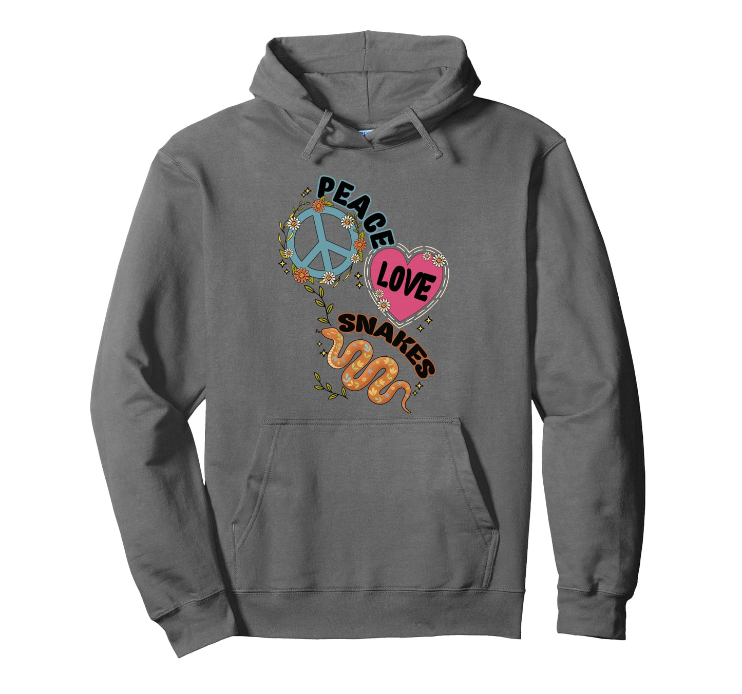 Peace Love Snakes 70S Boho Serpent Hoodie - Streetwear Style for Adults - T-Shirt, Sweatshirt, Hoodie