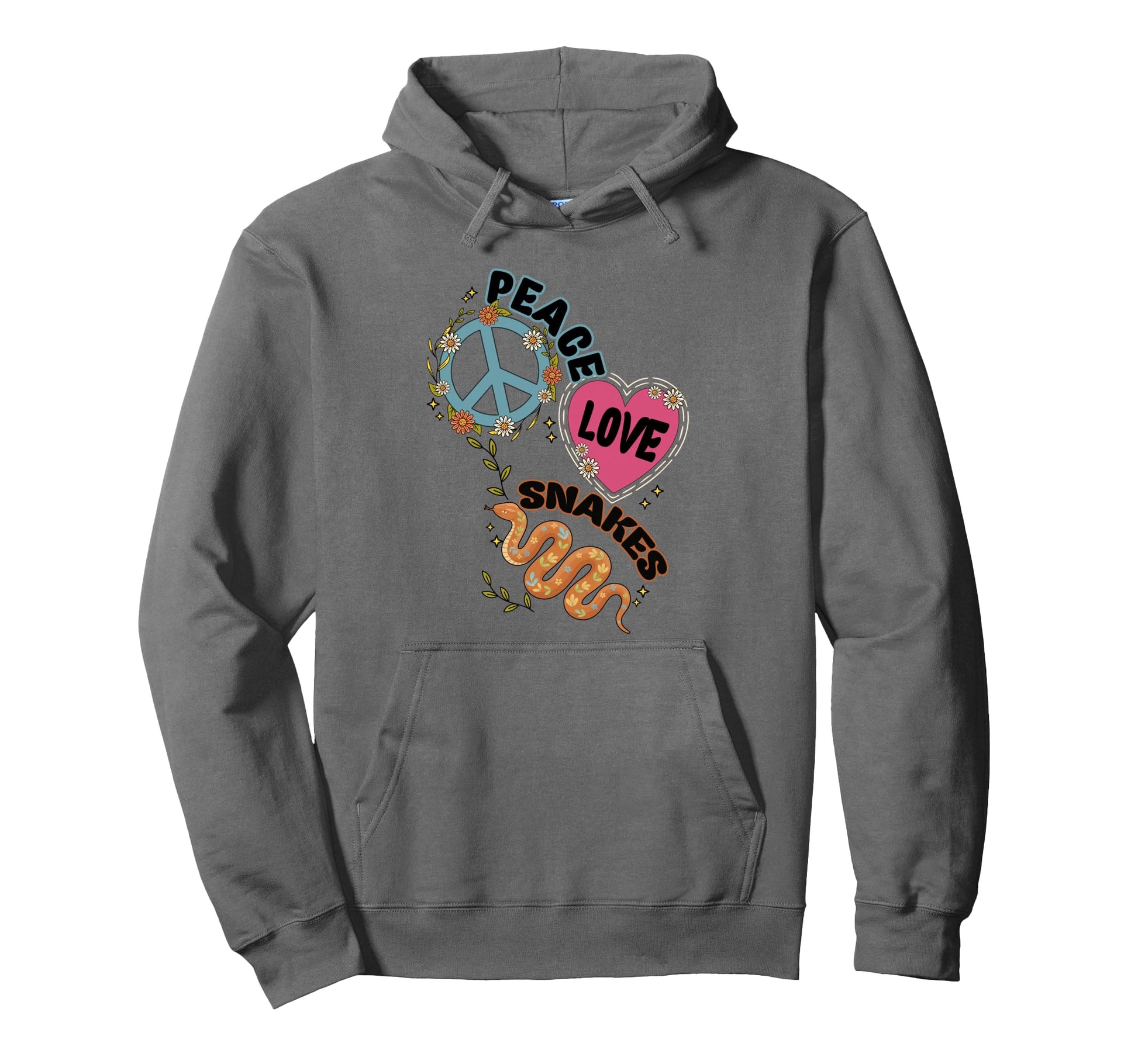 Peace Love Snakes 70S Boho Serpent Hoodie - Streetwear Style for Adults - T-Shirt, Sweatshirt, Hoodie
