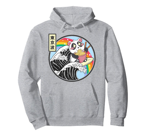 Panda Bear Ramen Japanese Wave Hoodie - Aesthetic Graphic for Adults - T-Shirt, Sweatshirt, Hoodie