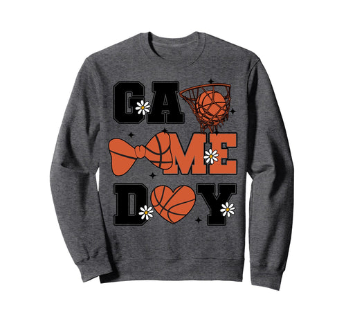 Basketball Game Day Bow And Heart Sweatshirt - Graphic Print Unisex - T-Shirt, Sweatshirt, Hoodie
