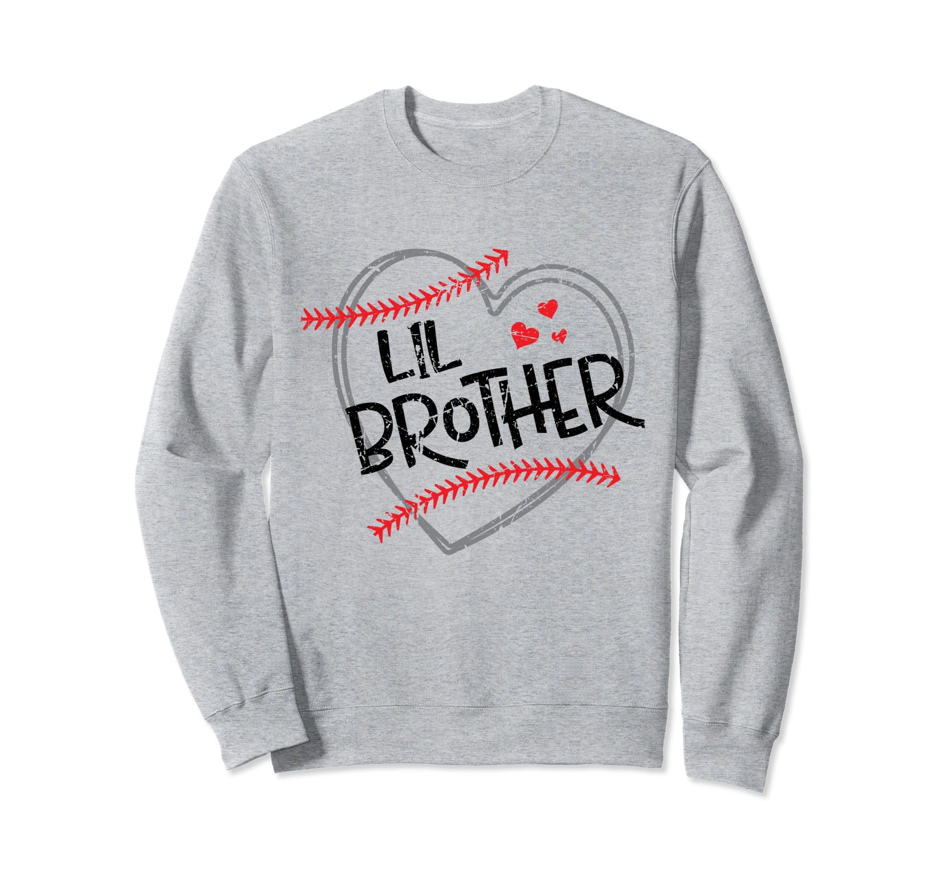 Lil Brother Baseball Heart Funny Sporty Sweatshirt - Novelty Apparel Unisex - T-Shirt, Sweatshirt, Hoodie