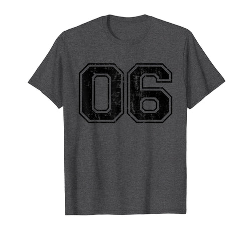 Number 06 Six Varsity Distressed Sport T-Shirt - Fun Novelty Design Unisex - T-Shirt, Sweatshirt, Hoodie