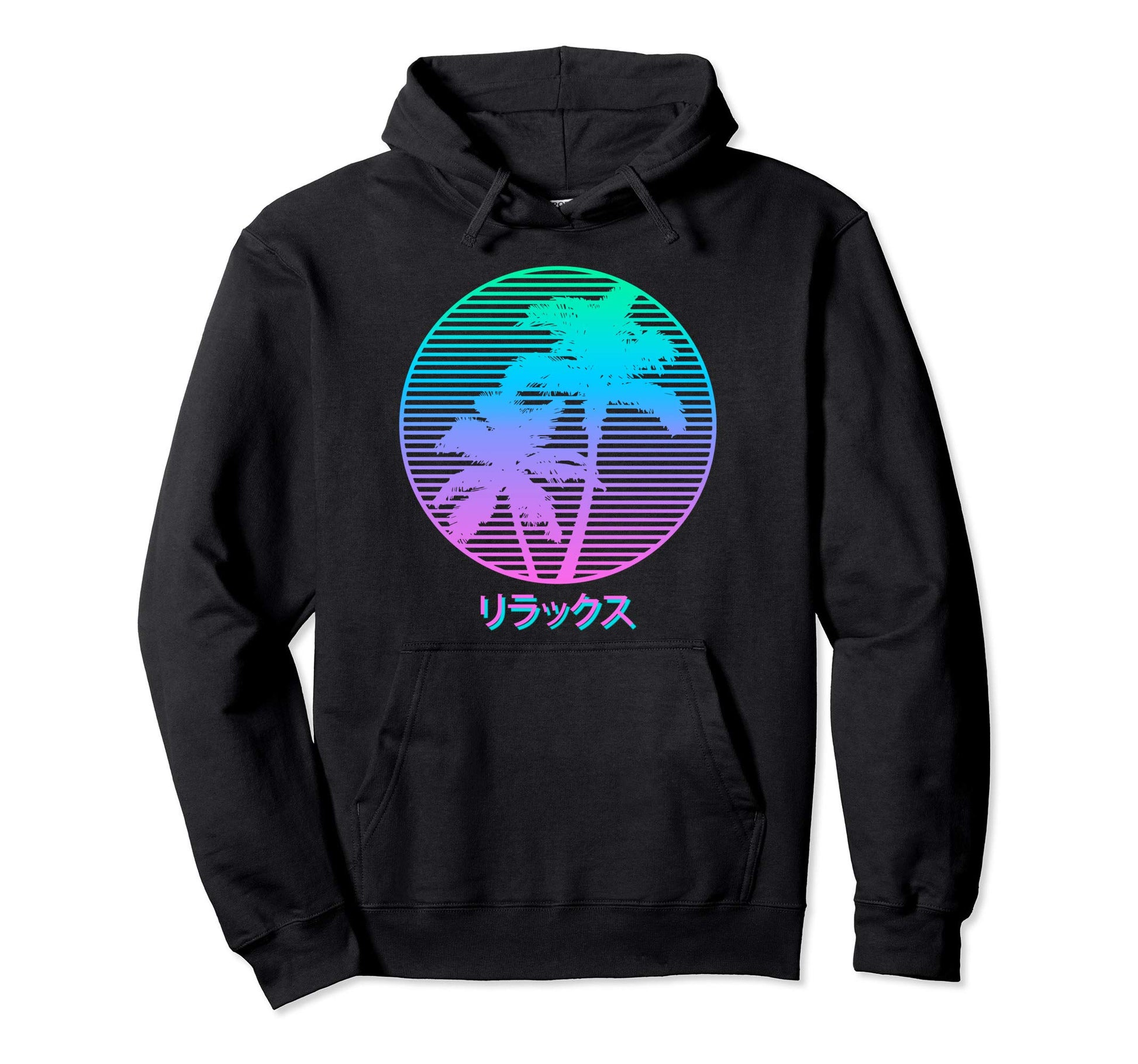 Vaporwave Japanese Palm Tree 80S 90S Hoodie - Trendy Graphic for Adults - T-Shirt, Sweatshirt, Hoodie