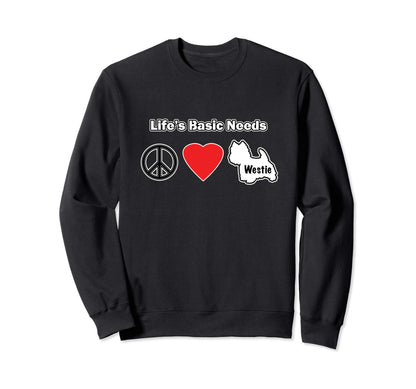 West Highland Terrier Peace Love Sweatshirt - Streetwear Style for Adults - T-Shirt, Sweatshirt, Hoodie