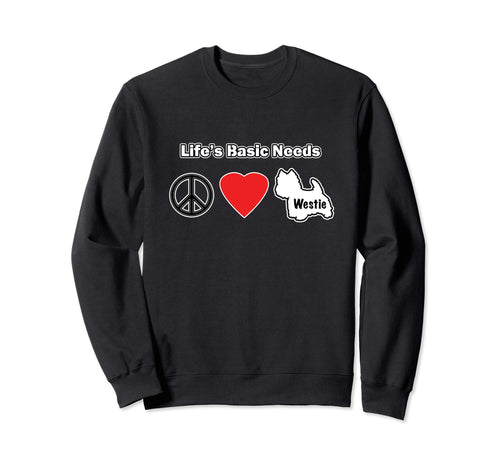 West Highland Terrier Peace Love Sweatshirt - Streetwear Style for Adults - T-Shirt, Sweatshirt, Hoodie