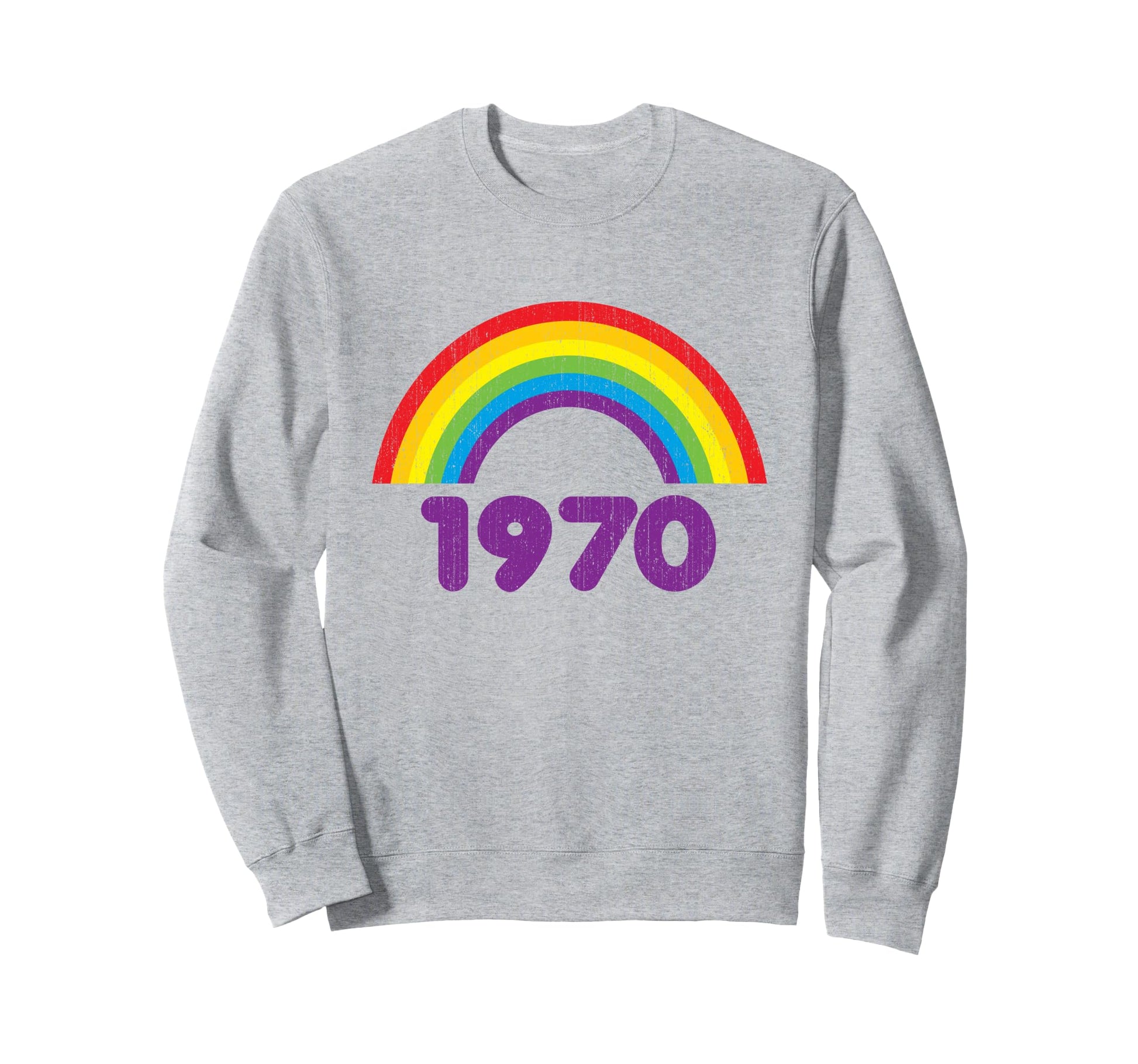 70S Groovy 1970 Rainbow Rough Sweatshirt - Casual Everyday Wear for Adults - T-Shirt, Sweatshirt, Hoodie