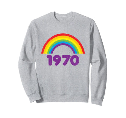 70S Groovy 1970 Rainbow Rough Sweatshirt - Casual Everyday Wear for Adults - T-Shirt, Sweatshirt, Hoodie