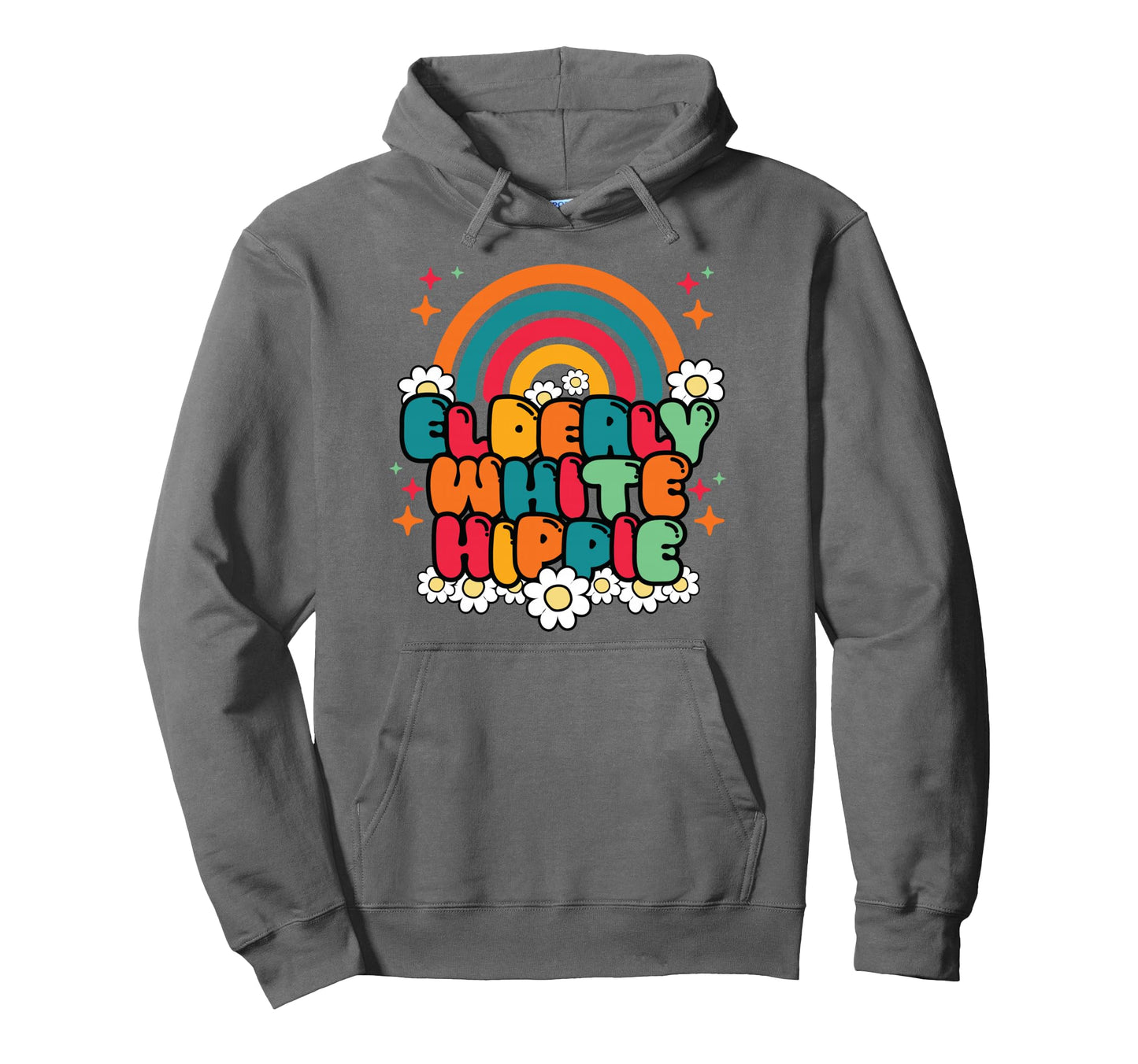 Elderly White Hippie Groovy Flower 60S Hoodie - Custom Art Print Unisex - T-Shirt, Sweatshirt, Hoodie