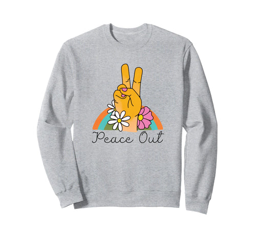 Peace Out Flowers Rainbow Boho 70S Sweatshirt - Fun Novelty Design Unisex - T-Shirt, Sweatshirt, Hoodie