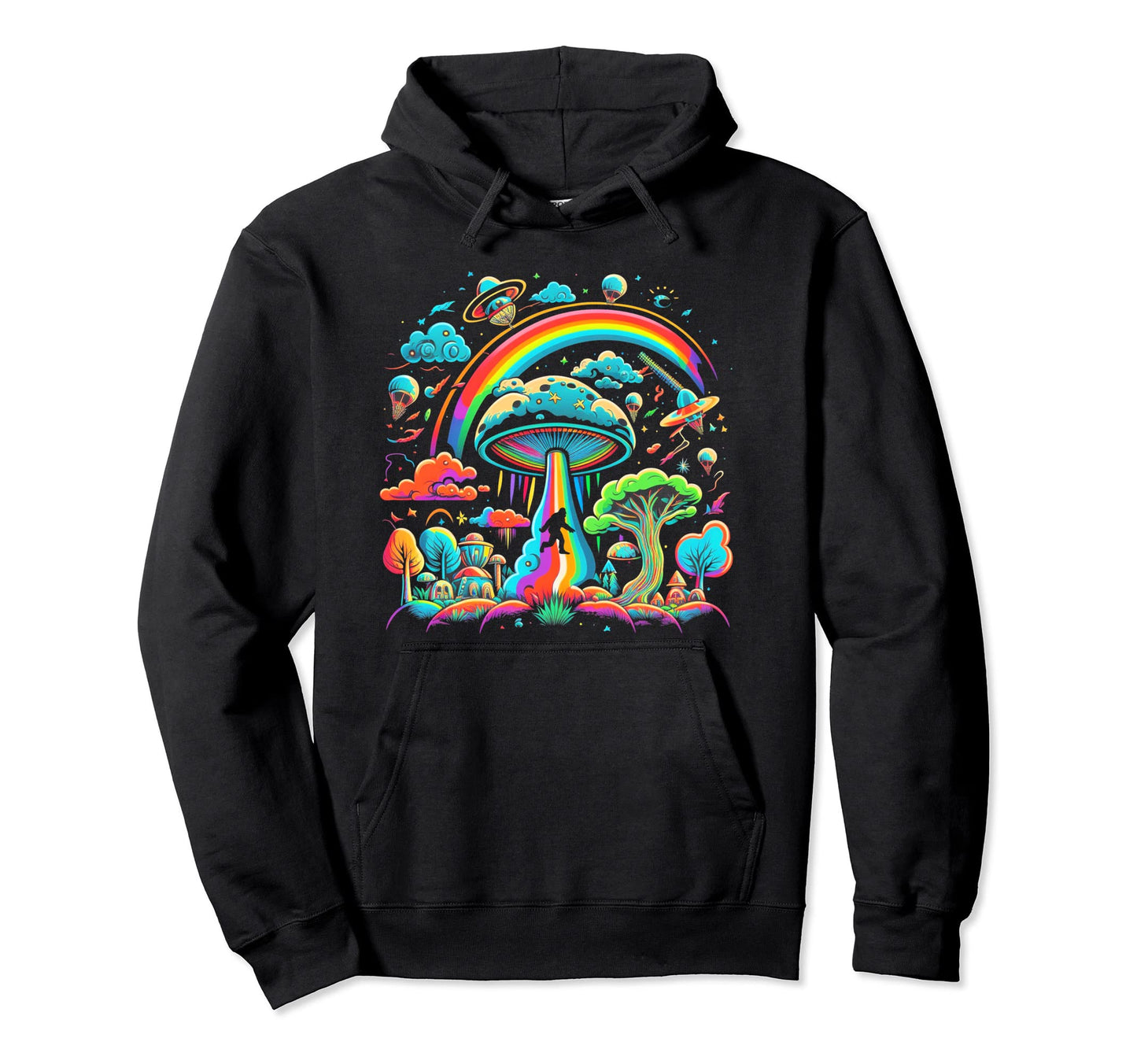 Ufo Funny Bigfoot Sasquatch 80S 70S Hoodie - Minimalist Print for Adults - T-Shirt, Sweatshirt, Hoodie