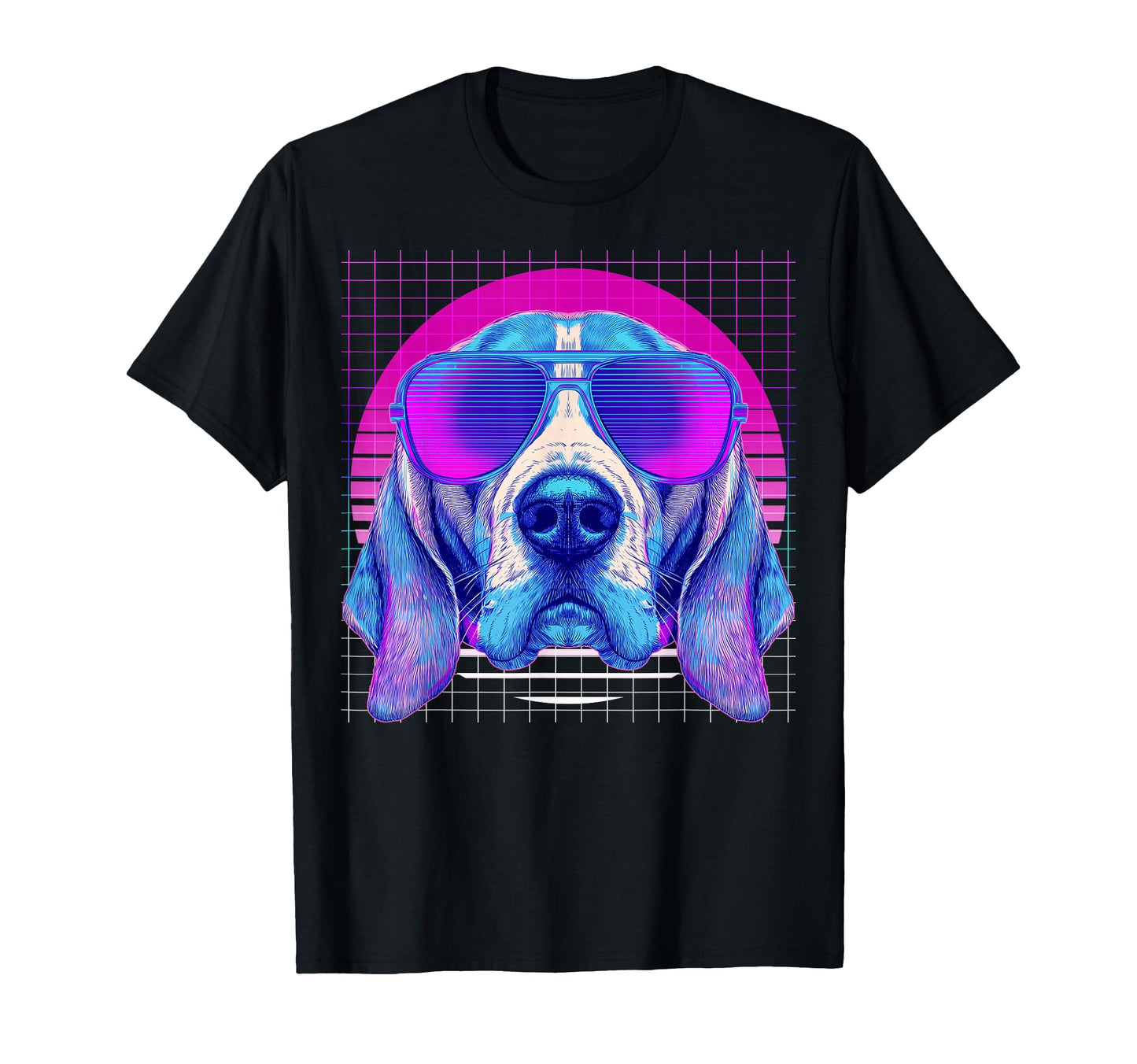 Beagle Sunglasses Dog Vaporwave T-Shirt - Fun Novelty Design Men Women - T-Shirt, Sweatshirt, Hoodie