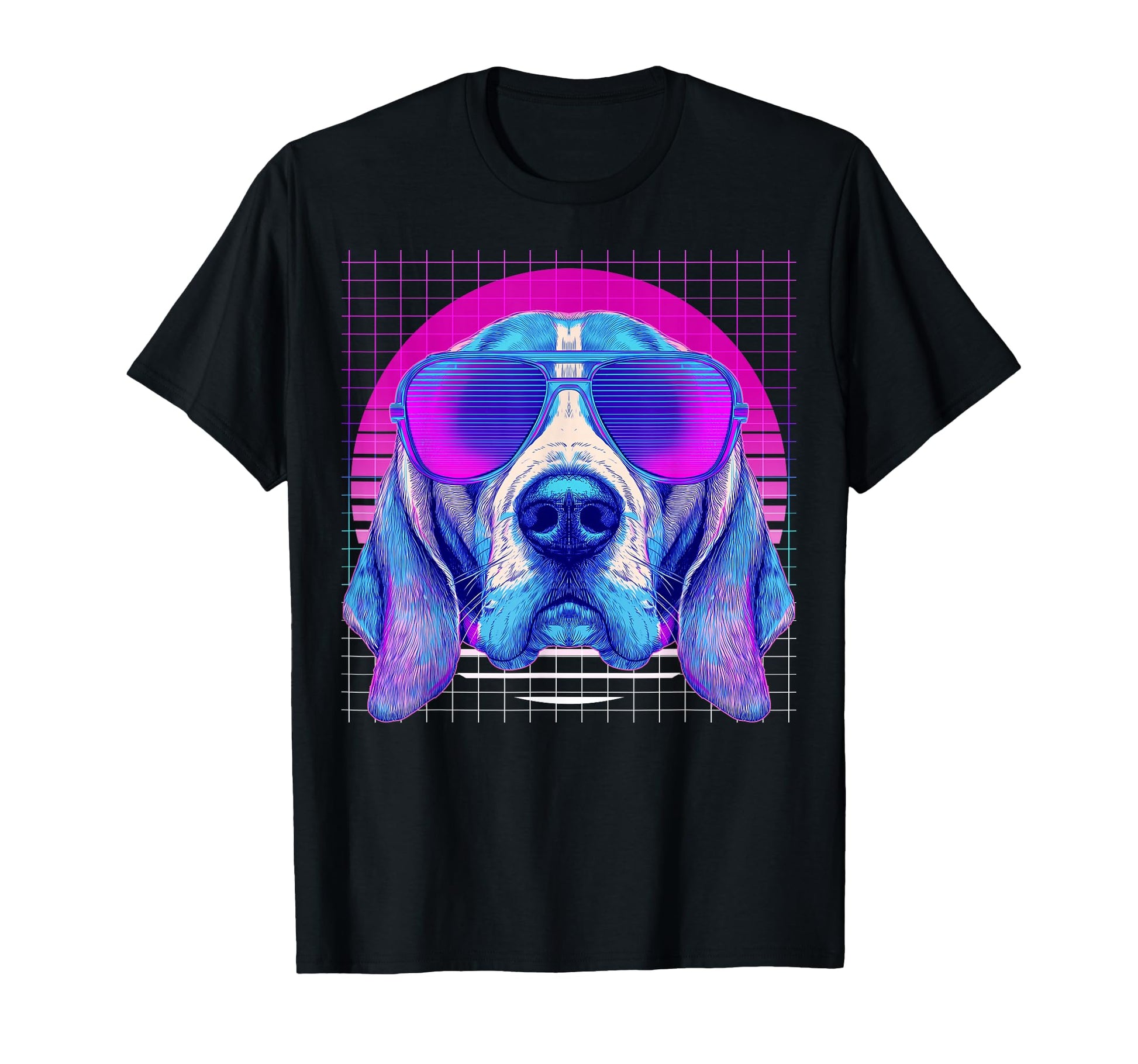 Beagle Sunglasses Dog Vaporwave T-Shirt - Fun Novelty Design Men Women - T-Shirt, Sweatshirt, Hoodie