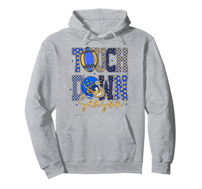 Leopard Blue Gold Checkered Football Hoodie - Novelty Apparel Unisex - T-Shirt, Sweatshirt, Hoodie