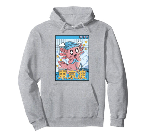 Happy Axolotl Gaming Vaporwave Aesthetic Hoodie - Minimalist Print Unisex - T-Shirt, Sweatshirt, Hoodie