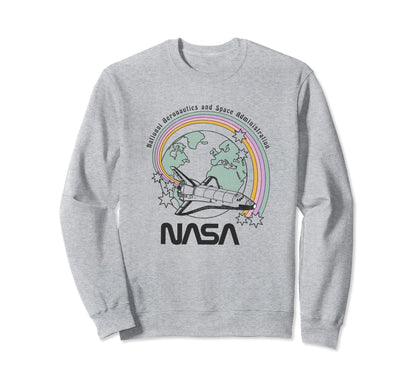 Nasa Pastel Rainbow Rocket Ship Sweatshirt - Unique Graphic Men Women - T-Shirt, Sweatshirt, Hoodie