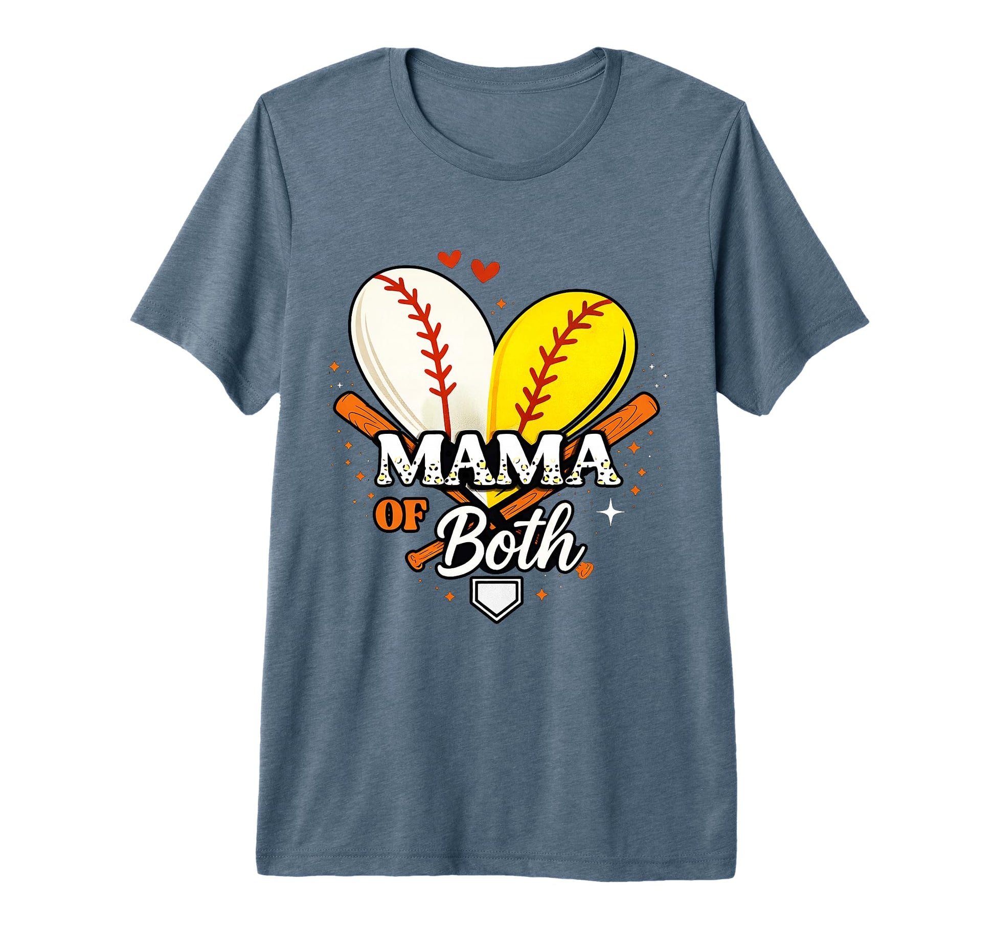 Mama Both Baseball Softball Game Day T-Shirt - Custom Art Print Unisex - T-Shirt, Sweatshirt, Hoodie