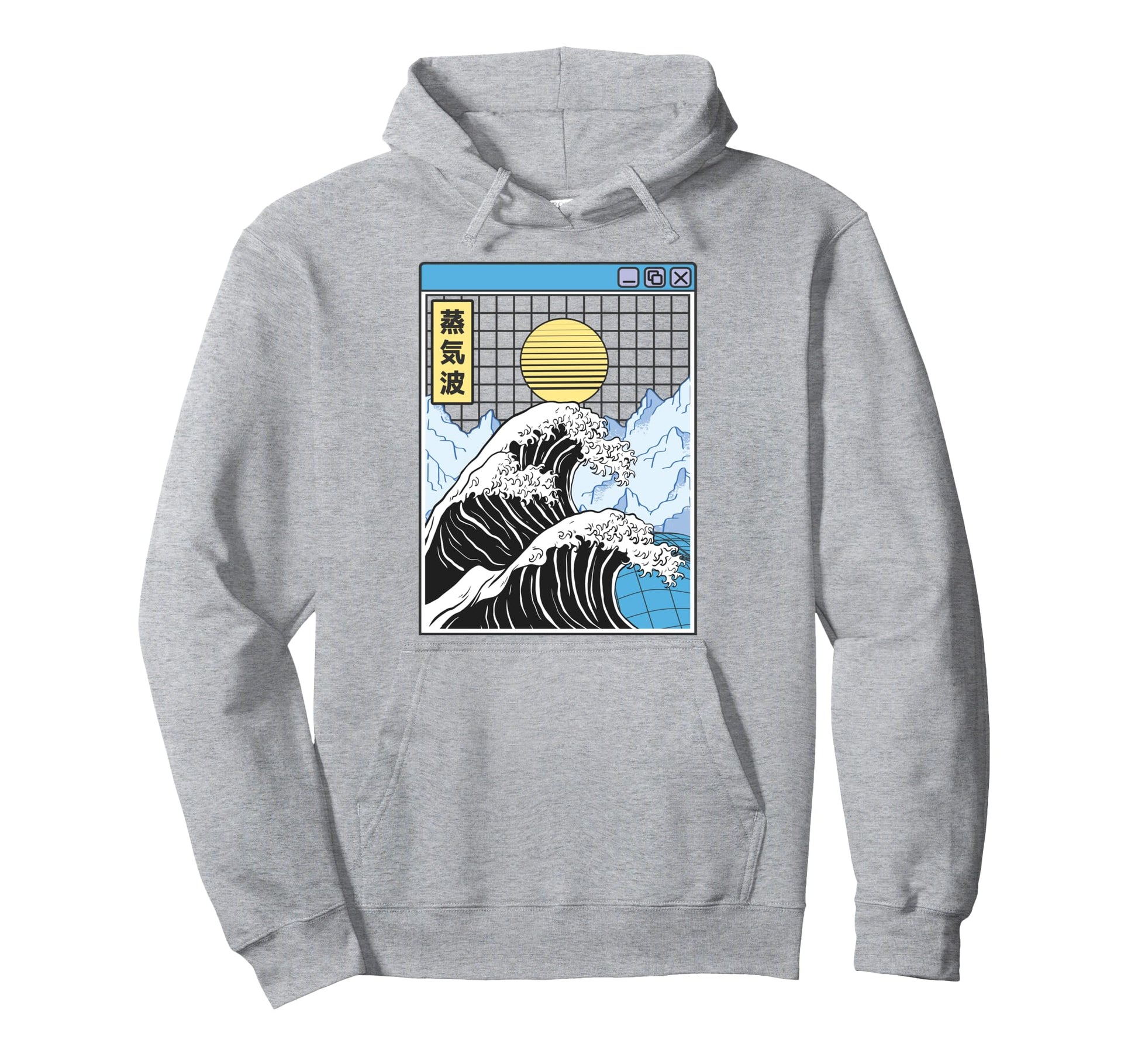 Kanagawa Wave Japan Digital Landscape Hoodie - Novelty Apparel for Adults - T-Shirt, Sweatshirt, Hoodie