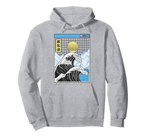 Kanagawa Wave Japan Digital Landscape Hoodie - Novelty Apparel for Adults - T-Shirt, Sweatshirt, Hoodie