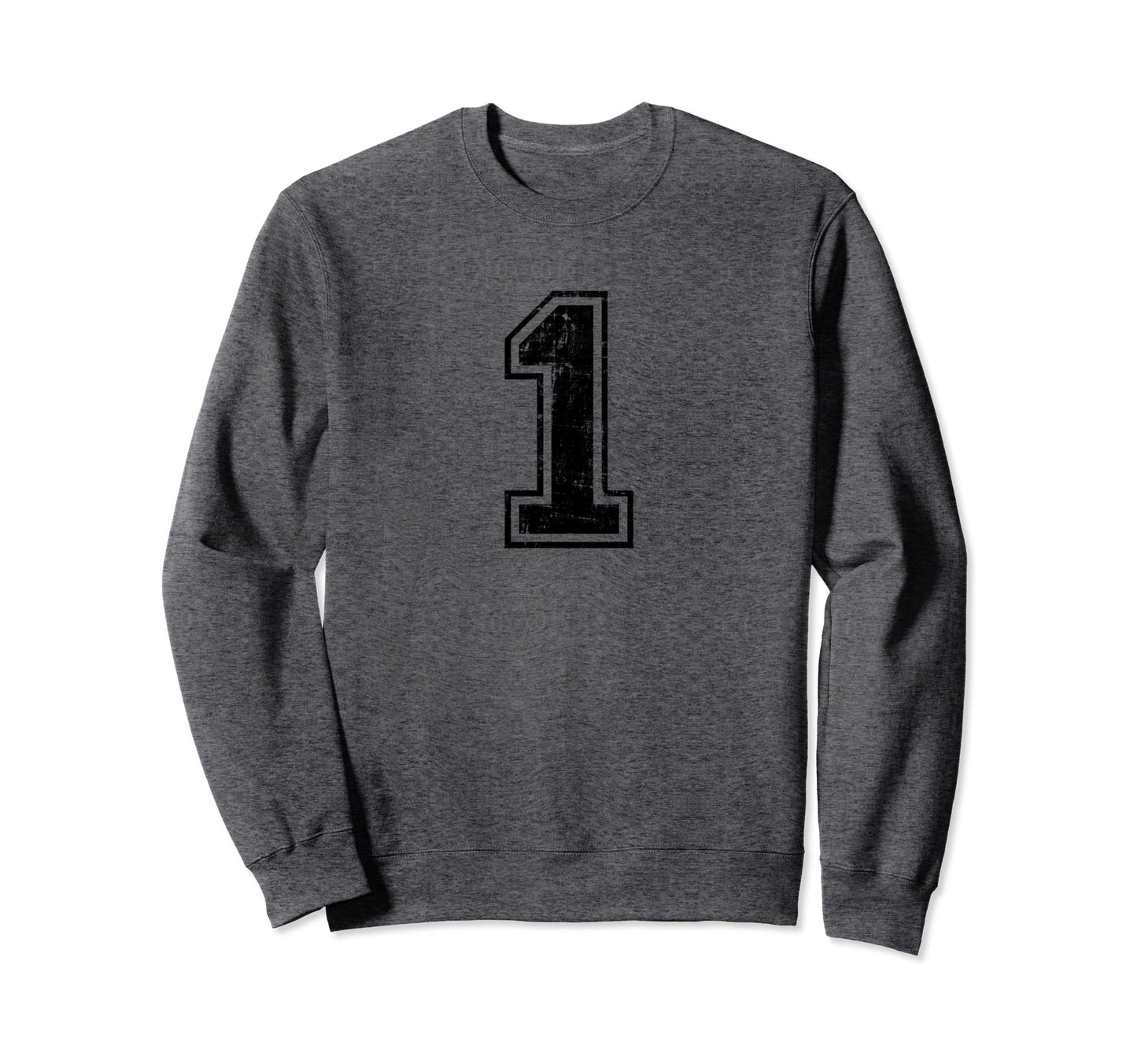 Number 1 One Varsity Distressed Sweatshirt - Aesthetic Graphic Unisex - T-Shirt, Sweatshirt, Hoodie