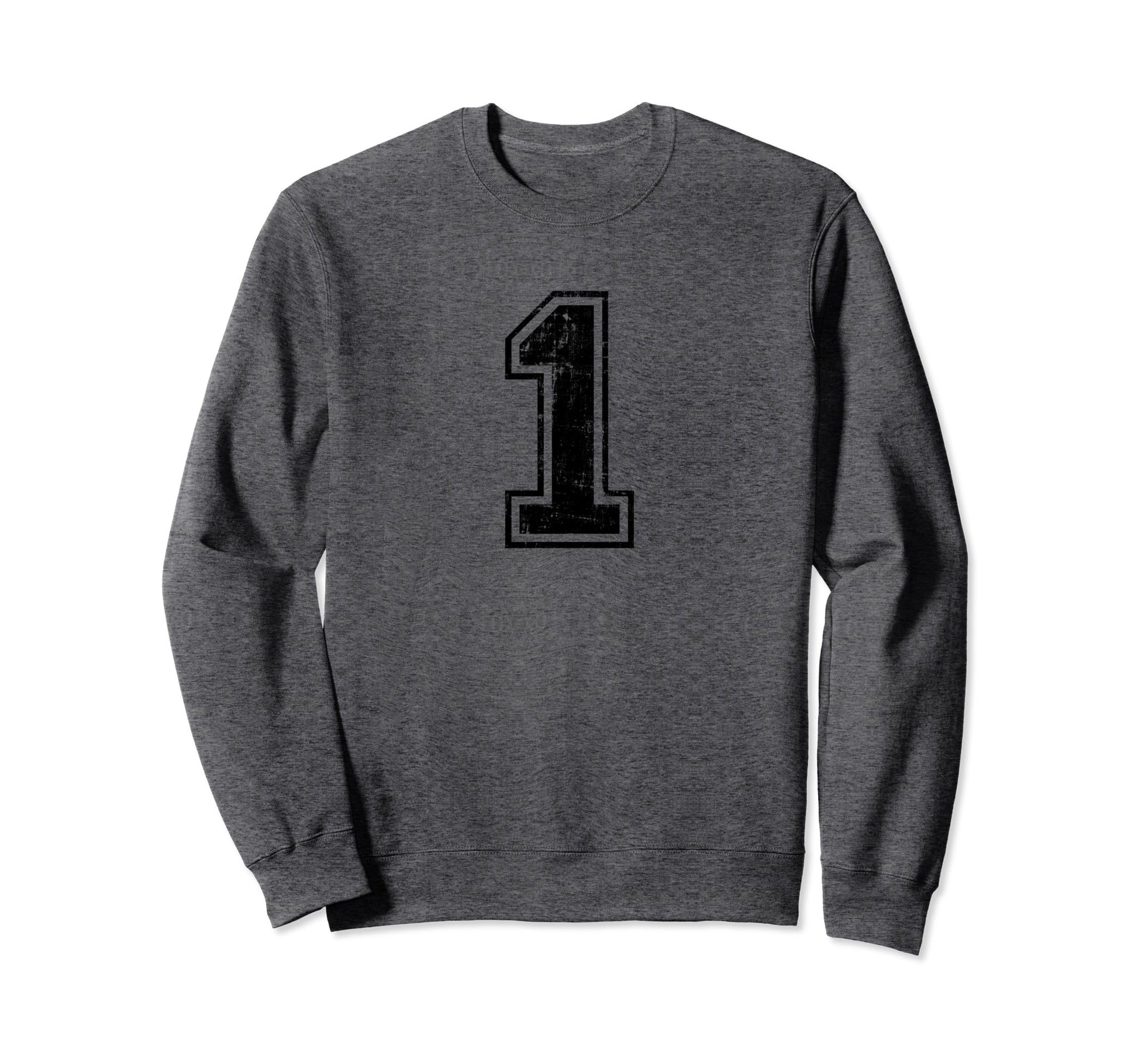 Number 1 One Varsity Distressed Sweatshirt - Aesthetic Graphic Unisex - T-Shirt, Sweatshirt, Hoodie