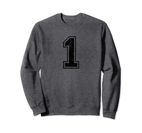 Number 1 One Varsity Distressed Sweatshirt - Aesthetic Graphic Unisex - T-Shirt, Sweatshirt, Hoodie