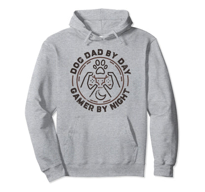 Funny Fathers Day Dog Dad Day Gamer Night Hoodie - Unique Graphic Unisex - T-Shirt, Sweatshirt, Hoodie